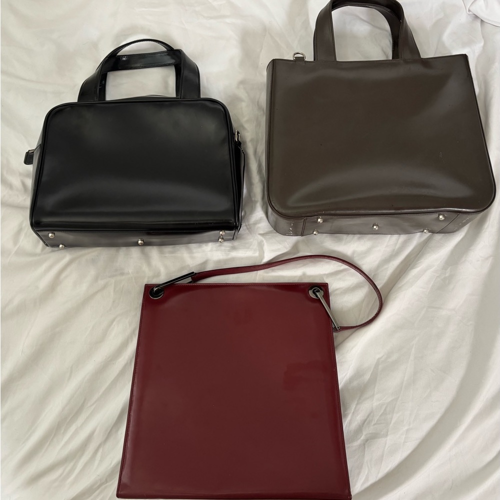 Gucci Black, Brown and Maroon Leather Messenger Trio - Picture 2 of 16